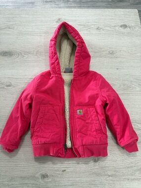 Carhartt Hot Pink Hooded Sherpa-Lined Kids Jacket